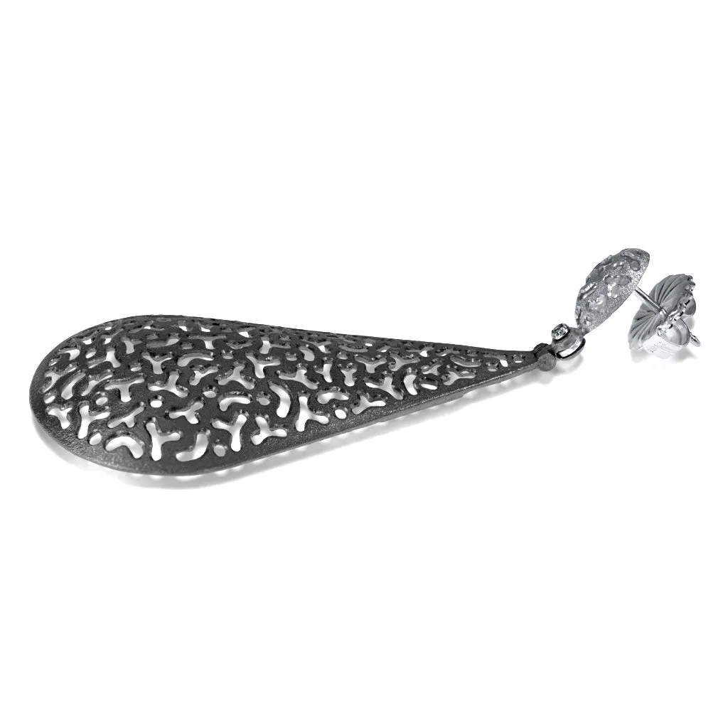 Silver Mismatched Festive Drop Earrings with Topaz