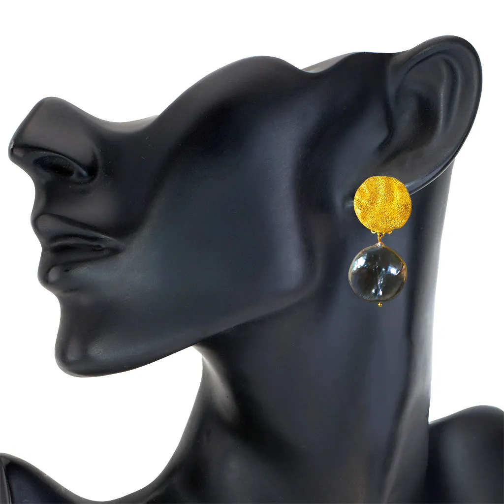 Silver Moneta Earrings with Natural Coin Pearl