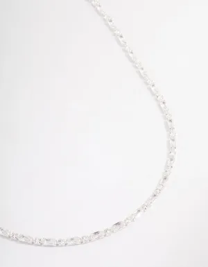 Silver Plated Cubic Zirconia Round & Baguette Tennis Necklace