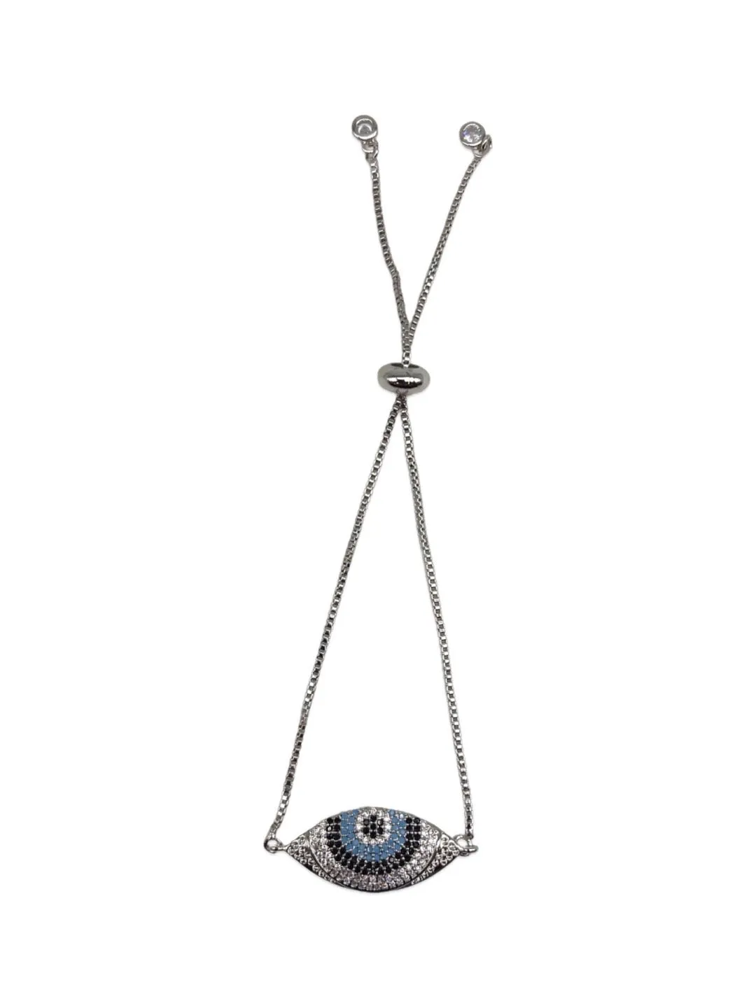 Silver Plated Evil Eye Adjustable A D Bracelet