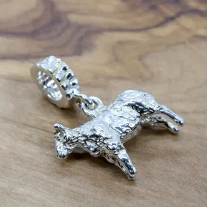 Silver Sheep Slide Charm made in Solid 925 Sterling Silver