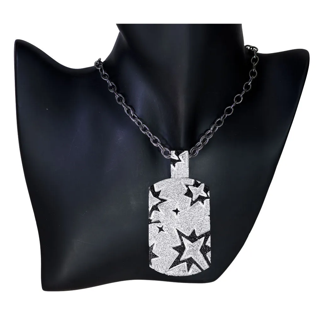 Silver Star Tag Pendant/Necklace On Chain