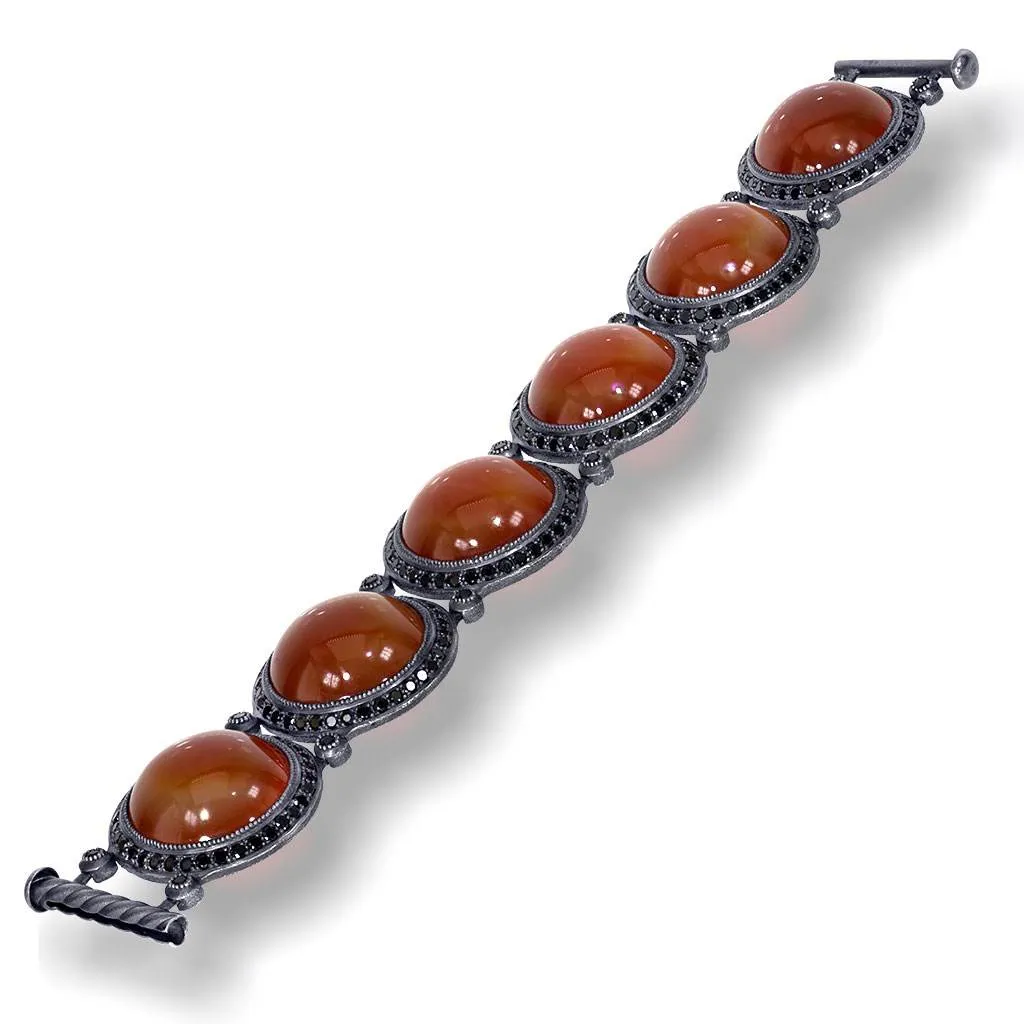 Silver Symbolica Bracelet with Carnelian & Black Spinel