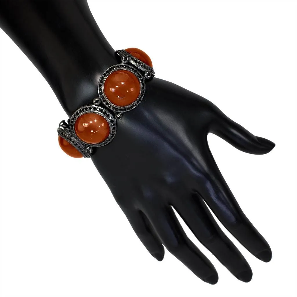 Silver Symbolica Bracelet with Carnelian & Black Spinel