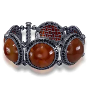 Silver Symbolica Bracelet with Carnelian & Black Spinel