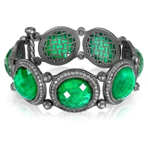 Silver Symbolica Bracelet with Green Agate & Topaz