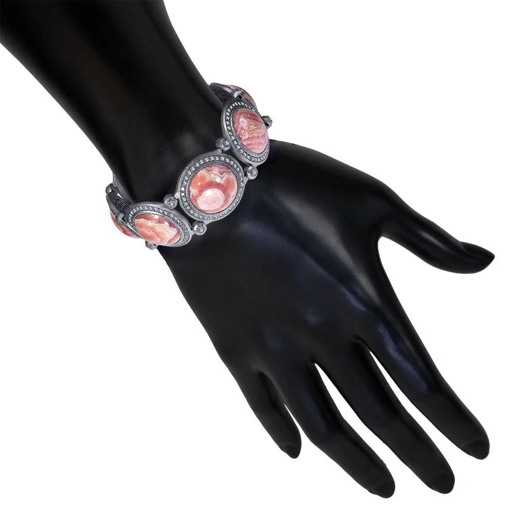 Silver Symbolica Bracelet with Rhodochrosite & Diamonds