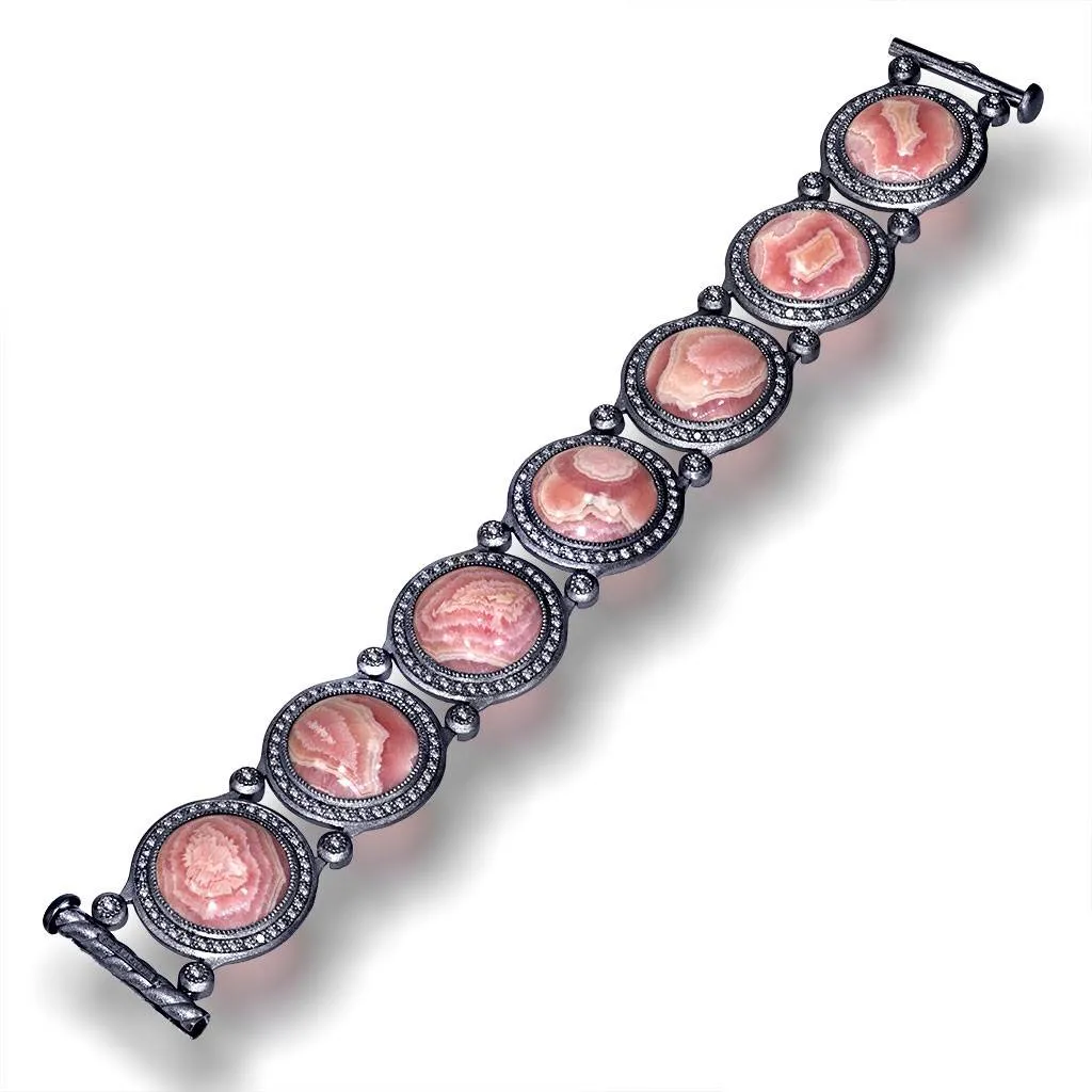 Silver Symbolica Bracelet with Rhodochrosite & Diamonds