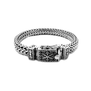 Silver Vintage Braided Mesh North Star Bracelet (Silver)