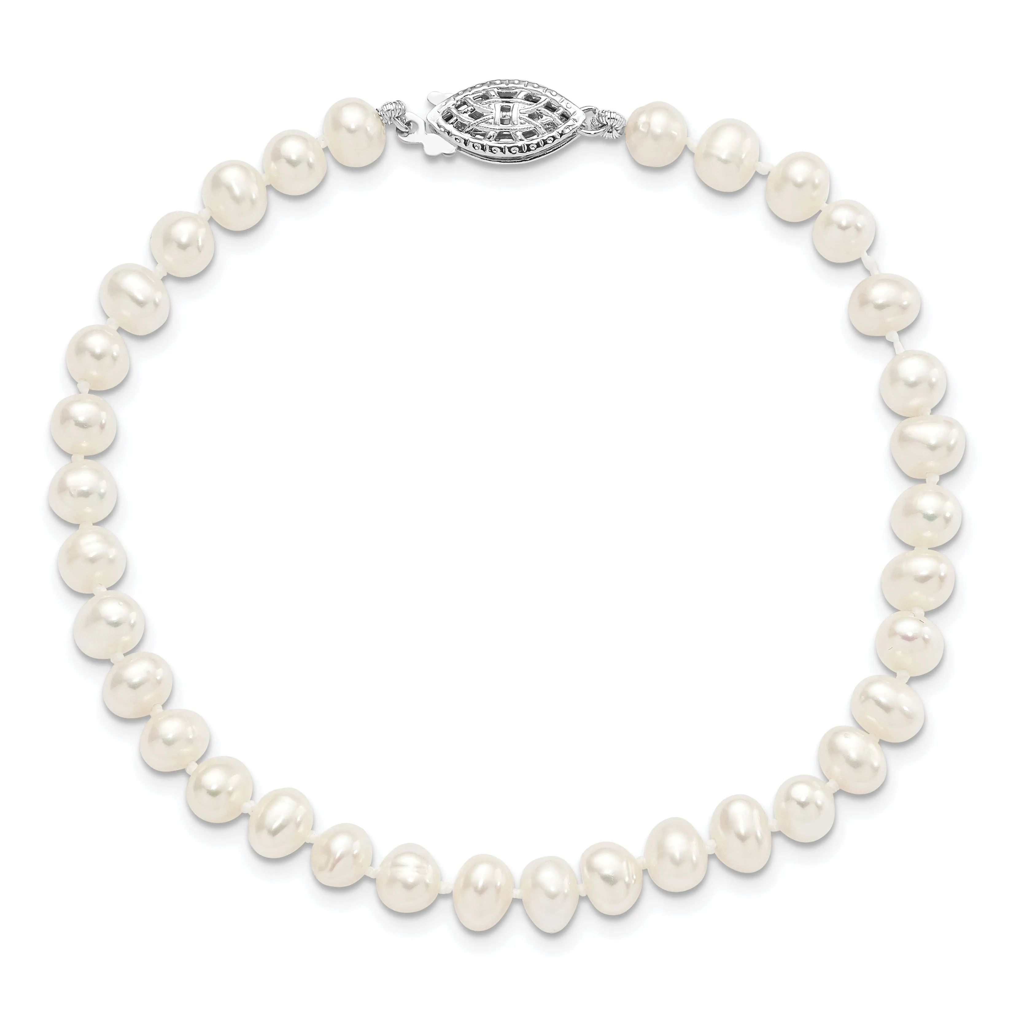 Silver White Freshwater Cultured Pearl Bracelet