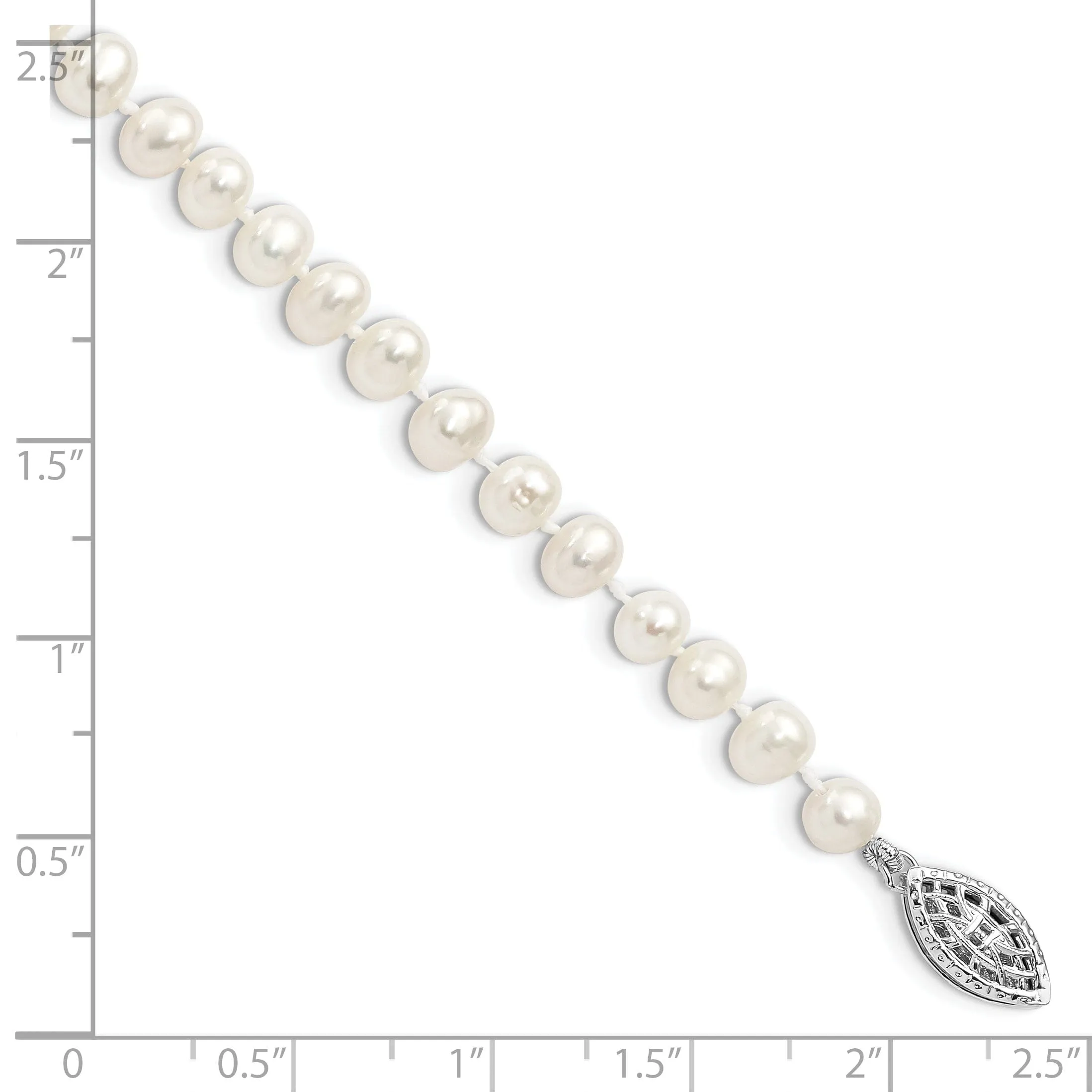 Silver White Freshwater Cultured Pearl Bracelet