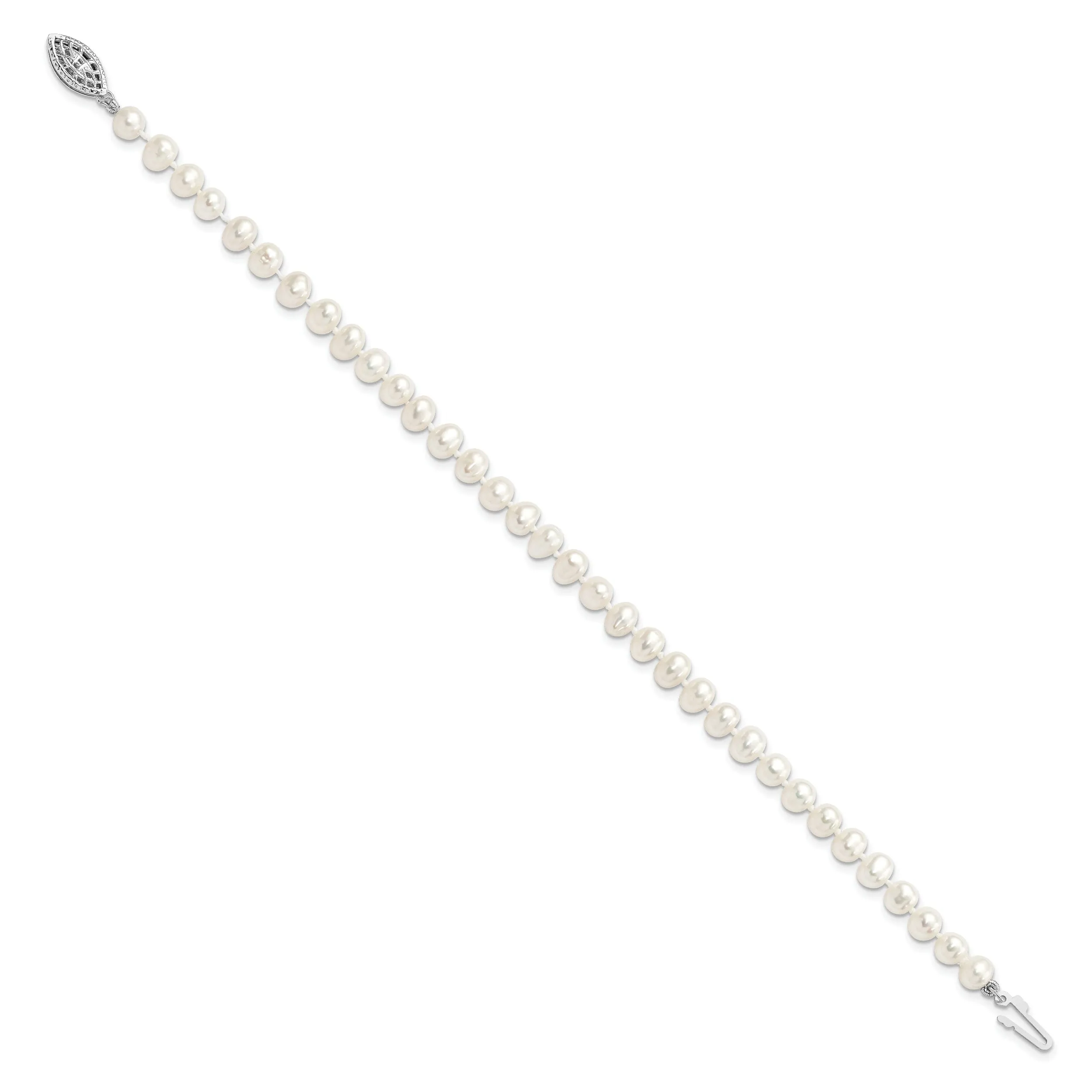 Silver White Freshwater Cultured Pearl Bracelet