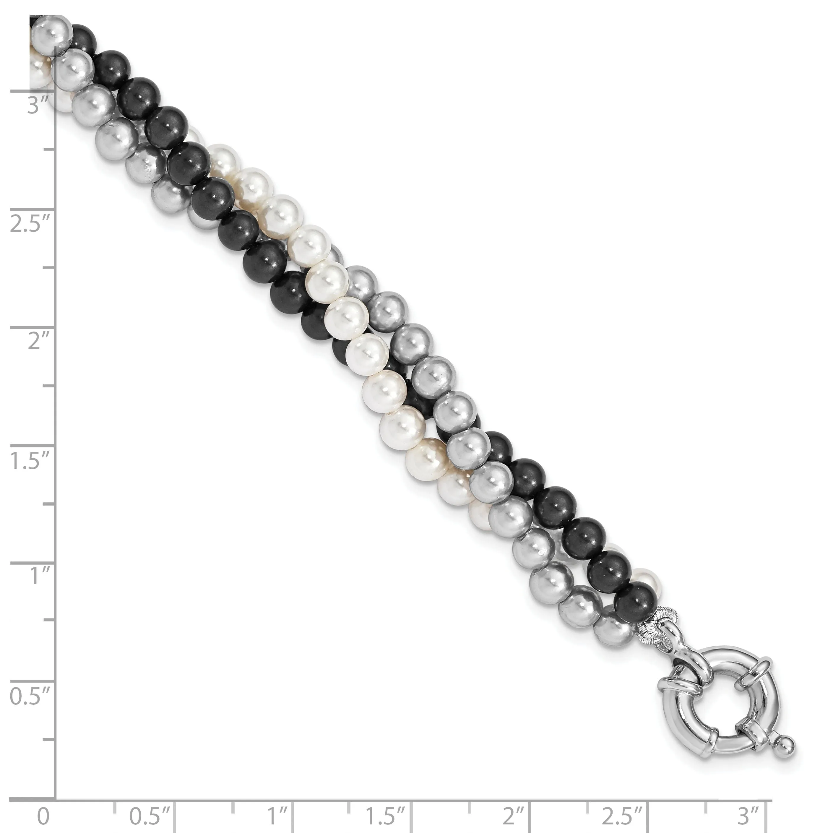 Silver White Grey Black Pearl Bead Bracelet