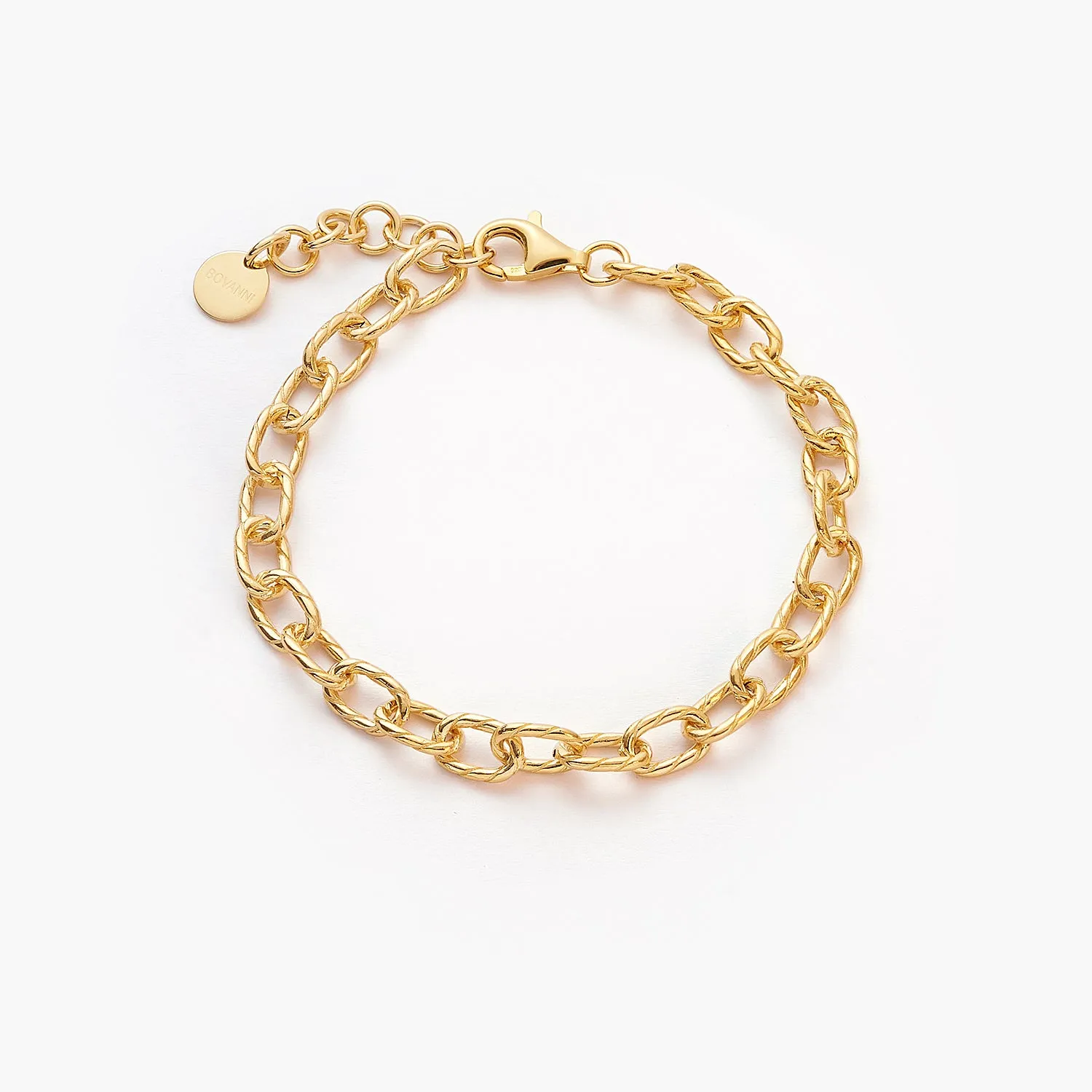 Simplicity Twisted Wire Cable Oval-Link Charm Bracelet