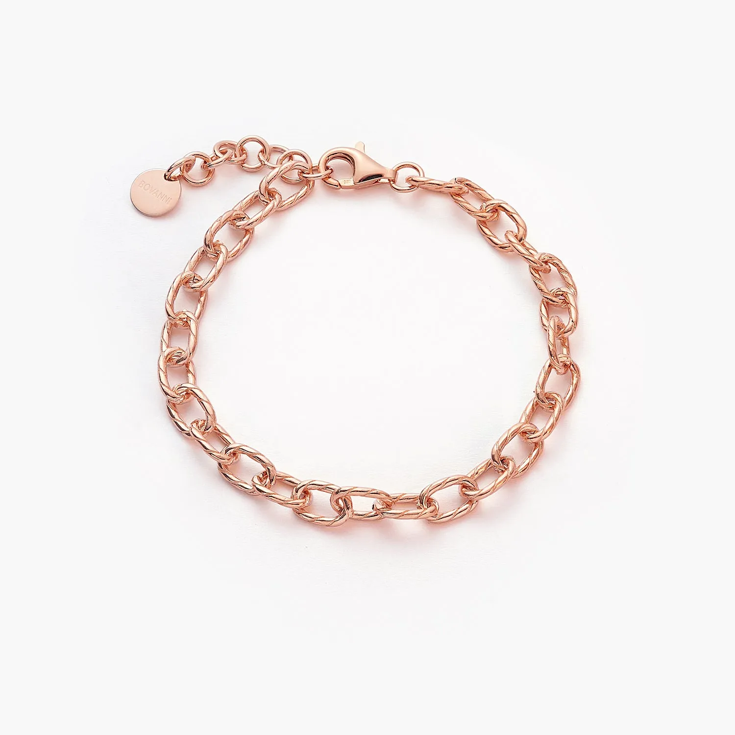 Simplicity Twisted Wire Cable Oval-Link Charm Bracelet