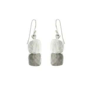small double hammered squares earrings