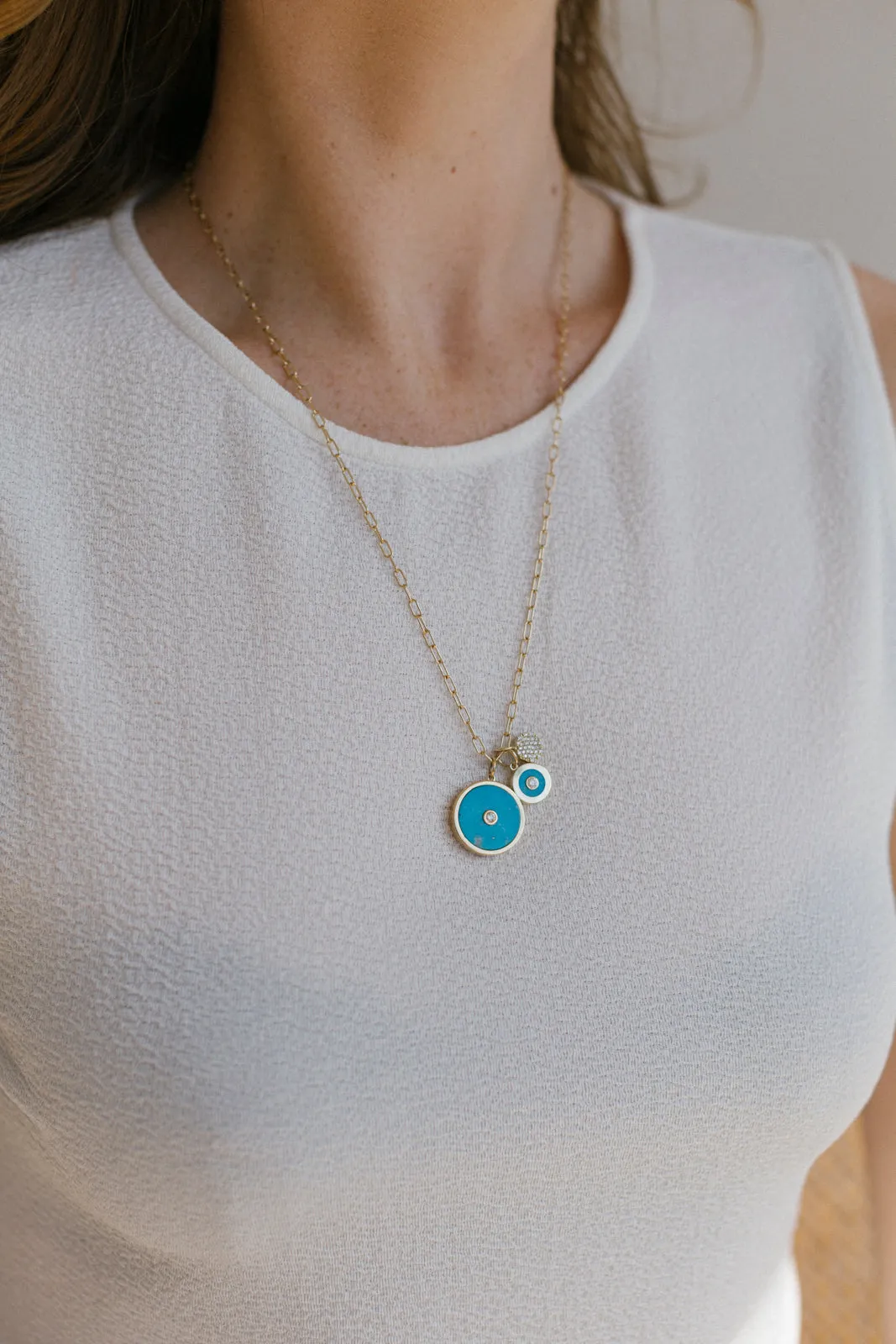 Small Turquoise, Gold & Diamond Charm