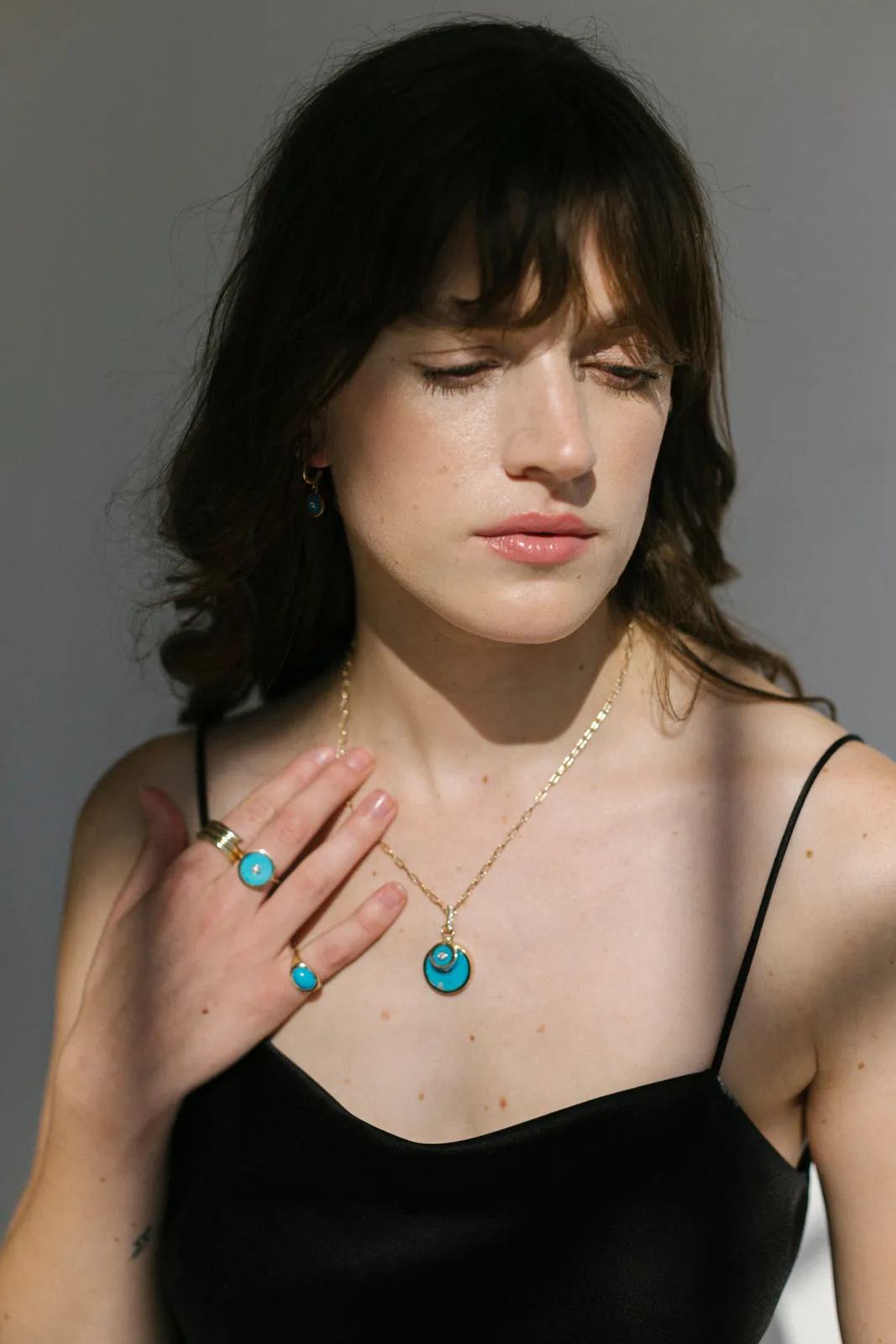 Small Turquoise, Gold & Diamond Charm