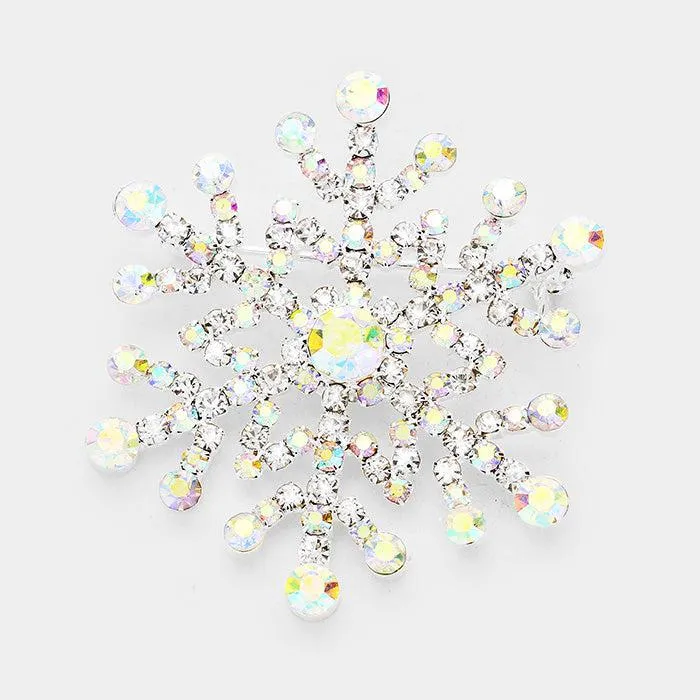 Snowflake Abalone Crystal Pave Pin Brooch