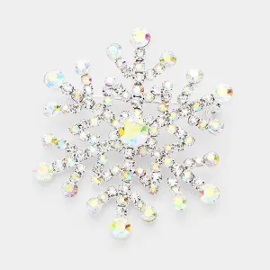 Snowflake Abalone Crystal Pave Pin Brooch