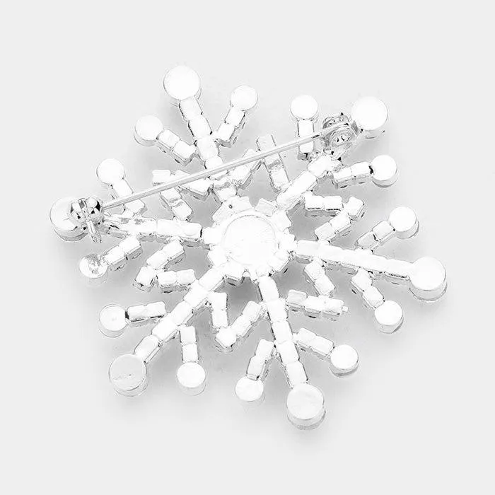 Snowflake Abalone Crystal Pave Pin Brooch