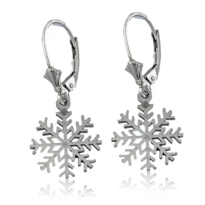 Snowflake Leverback Dangle Earrings