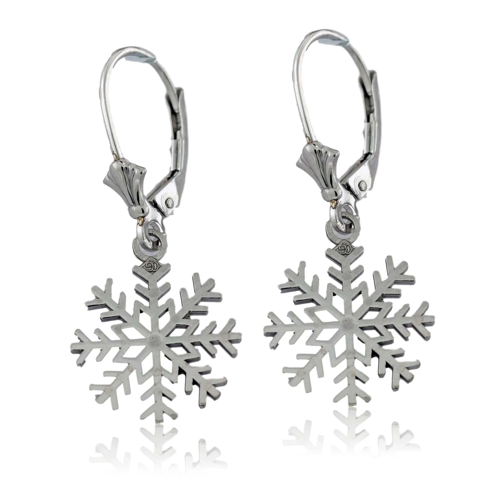 Snowflake Leverback Dangle Earrings