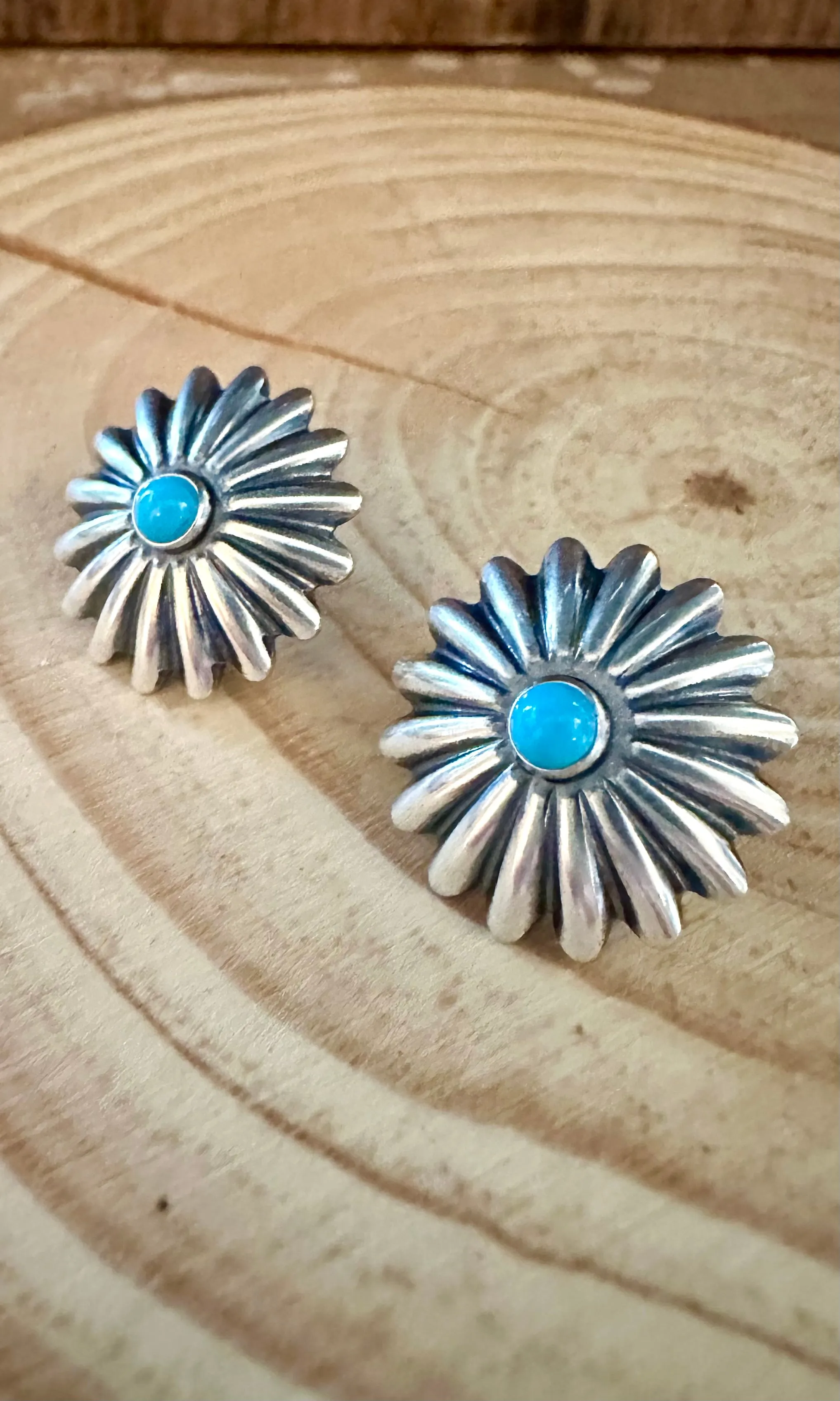 SNOWFLAKE STUDS Sterling Silver and Turquoise Earrings