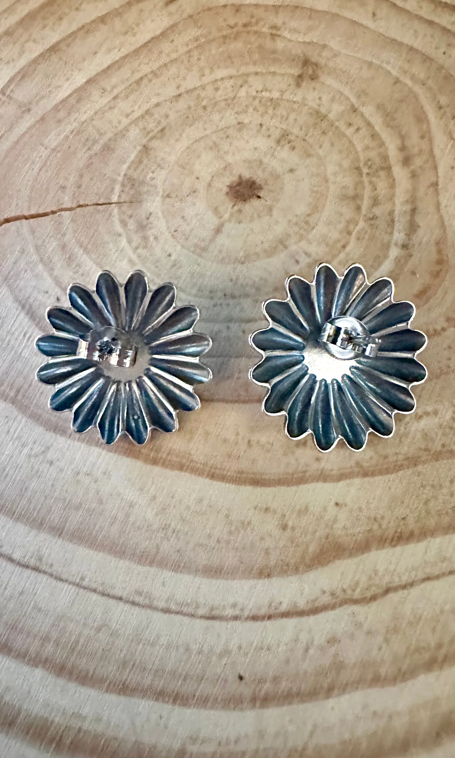 SNOWFLAKE STUDS Sterling Silver and Turquoise Earrings