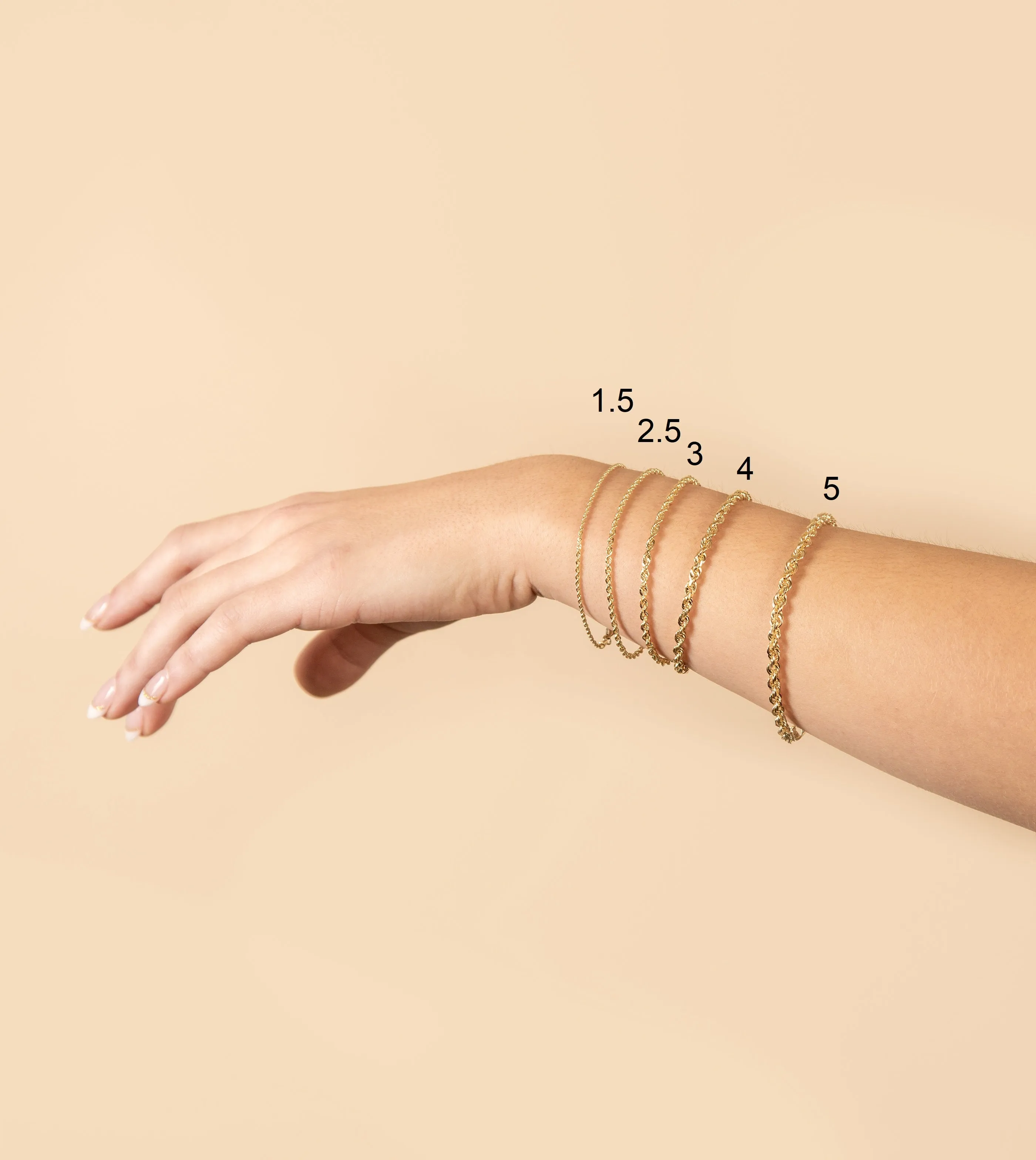 Solid 14k Gold Rope Chain Bracelet