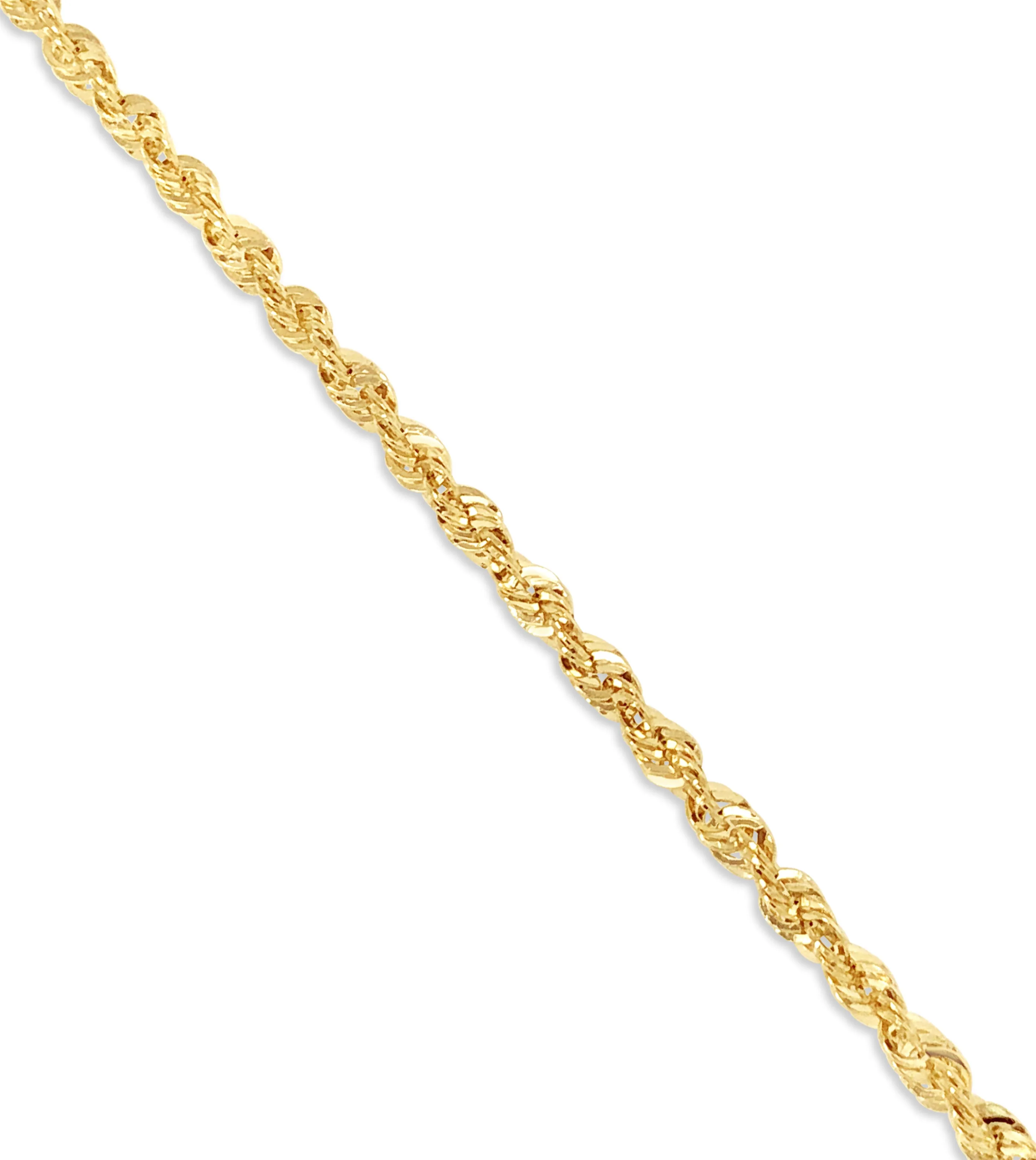 Solid 14k Gold Rope Chain Bracelet