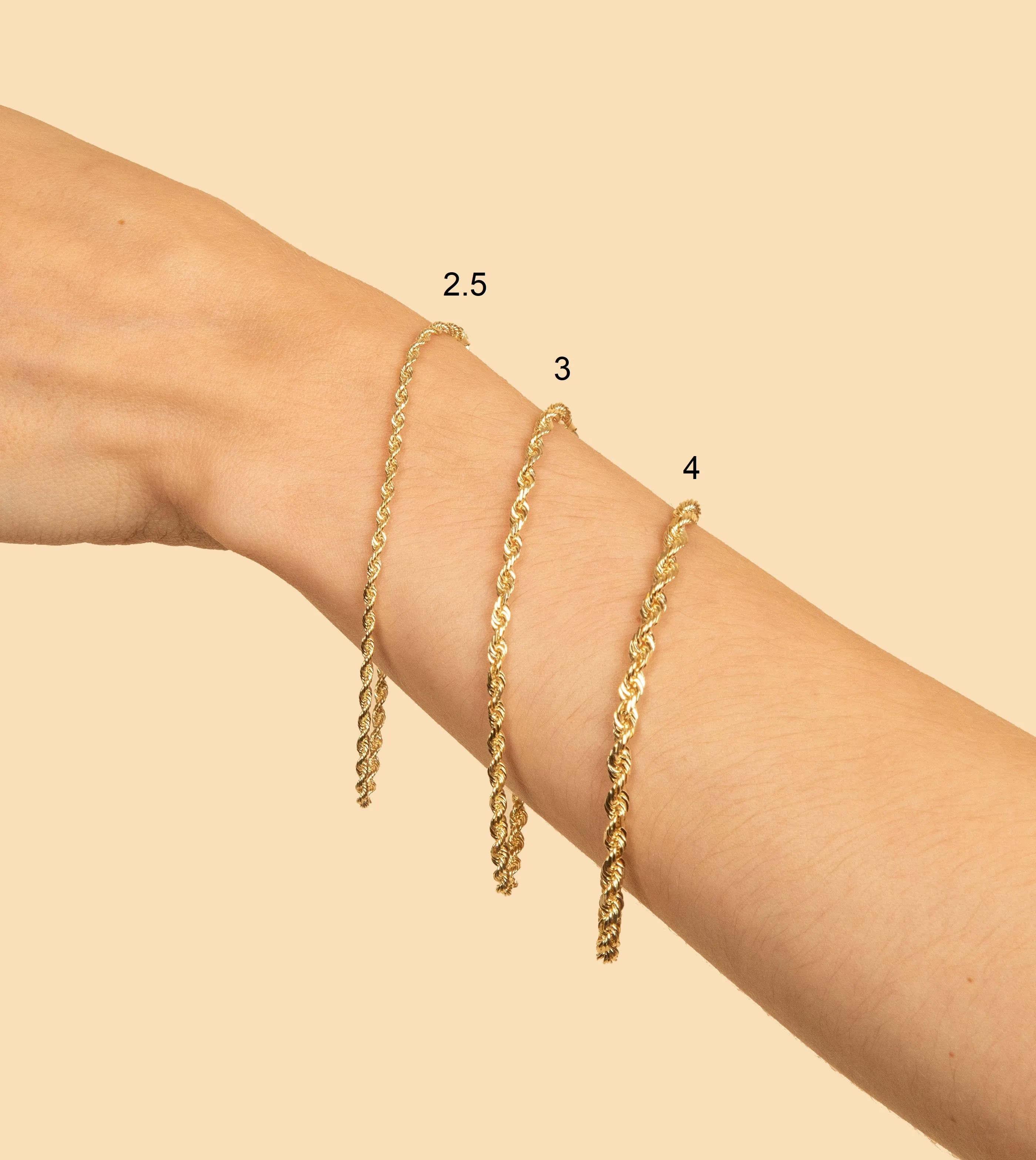 Solid 14k Gold Rope Chain Bracelet