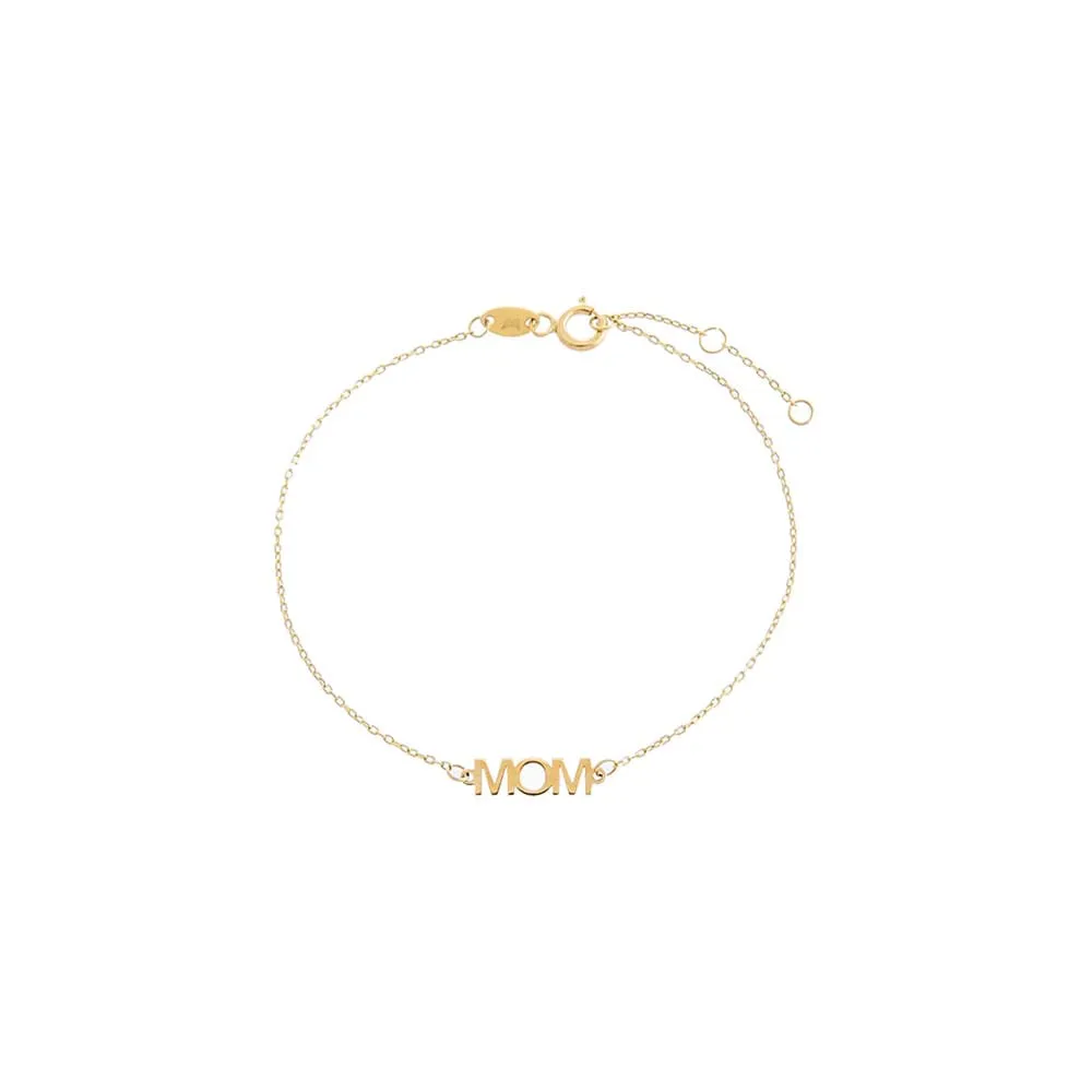 Solid Mom Nameplate Bracelet 14K