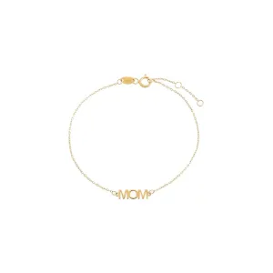Solid Mom Nameplate Bracelet 14K
