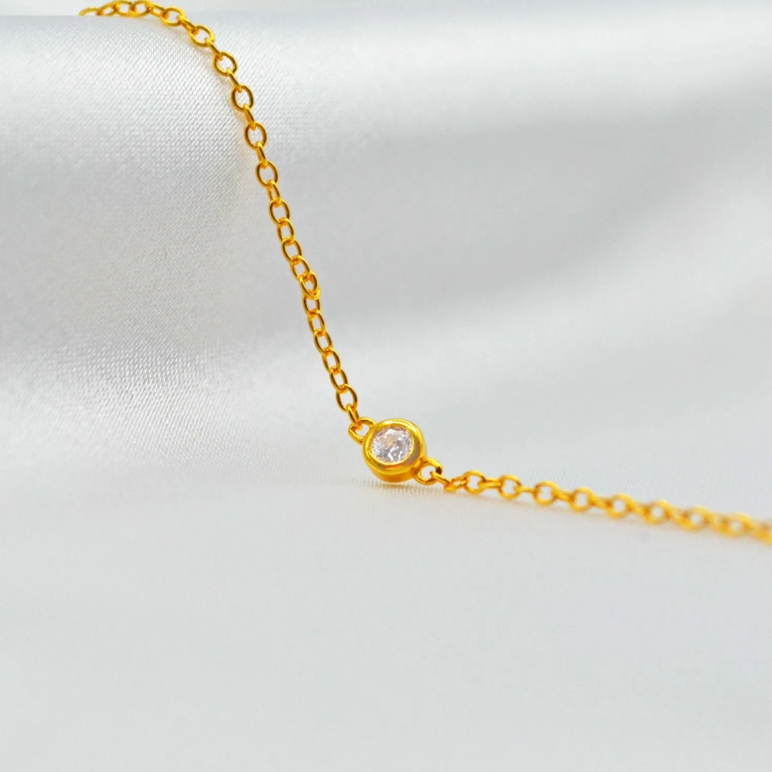 Solitaire Gold Vermeil Necklace & Bracelet Set