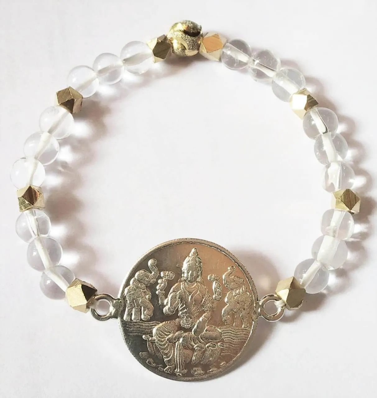 Sphatik Bracelet with Silver Shree Lakshmi Yantra for wealth