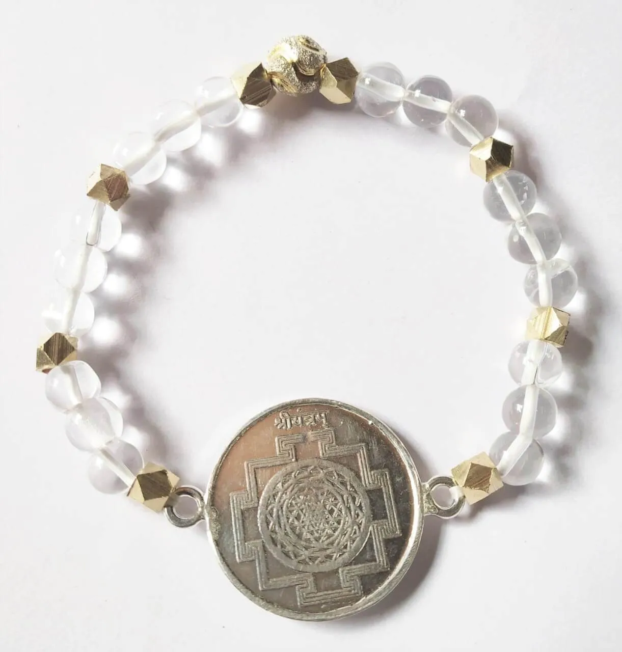 Sphatik Bracelet with Silver Shree Lakshmi Yantra for wealth