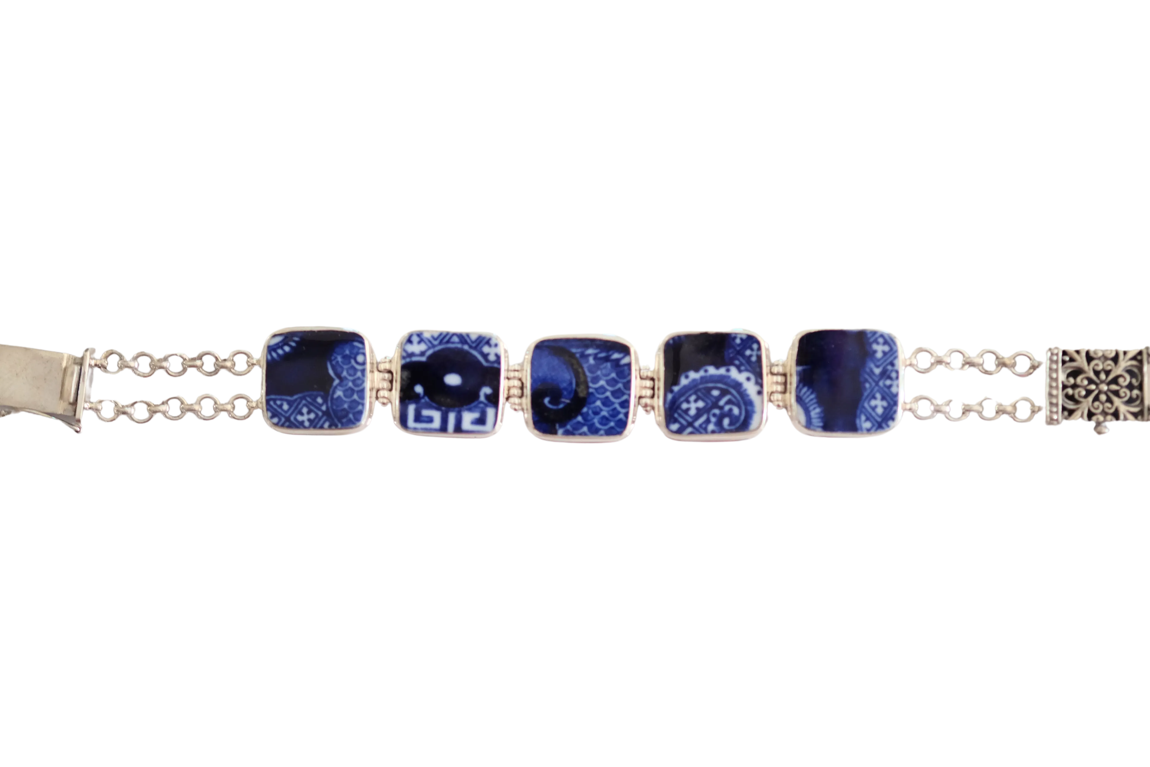Square Blue Willow Bracelet