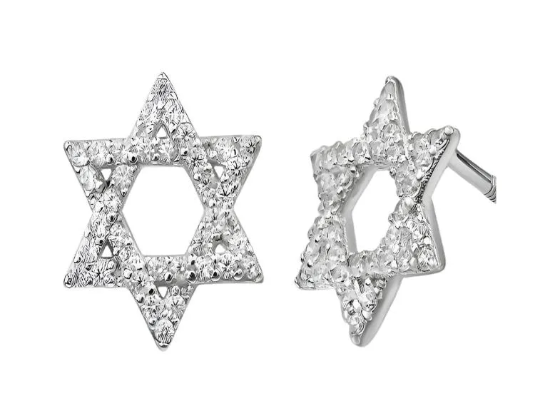 Star of David Earrings with Lab-Created Moissanite - M202189