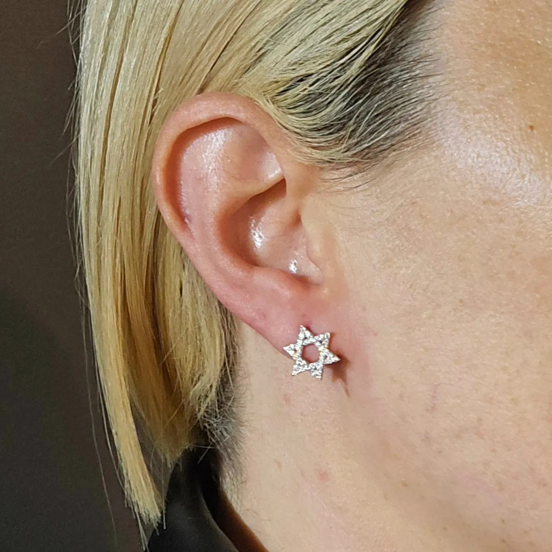 Star of David Earrings with Lab-Created Moissanite - M202189
