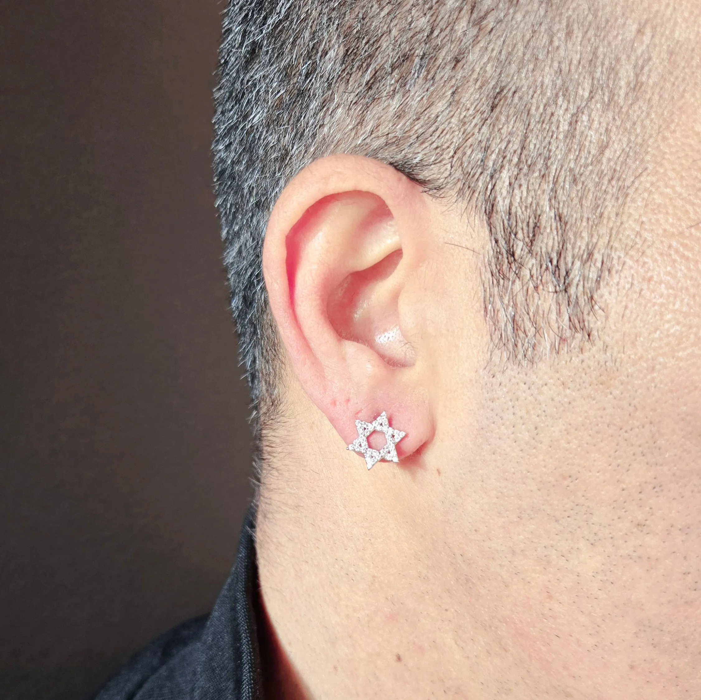 Star of David Earrings with Lab-Created Moissanite - M202189