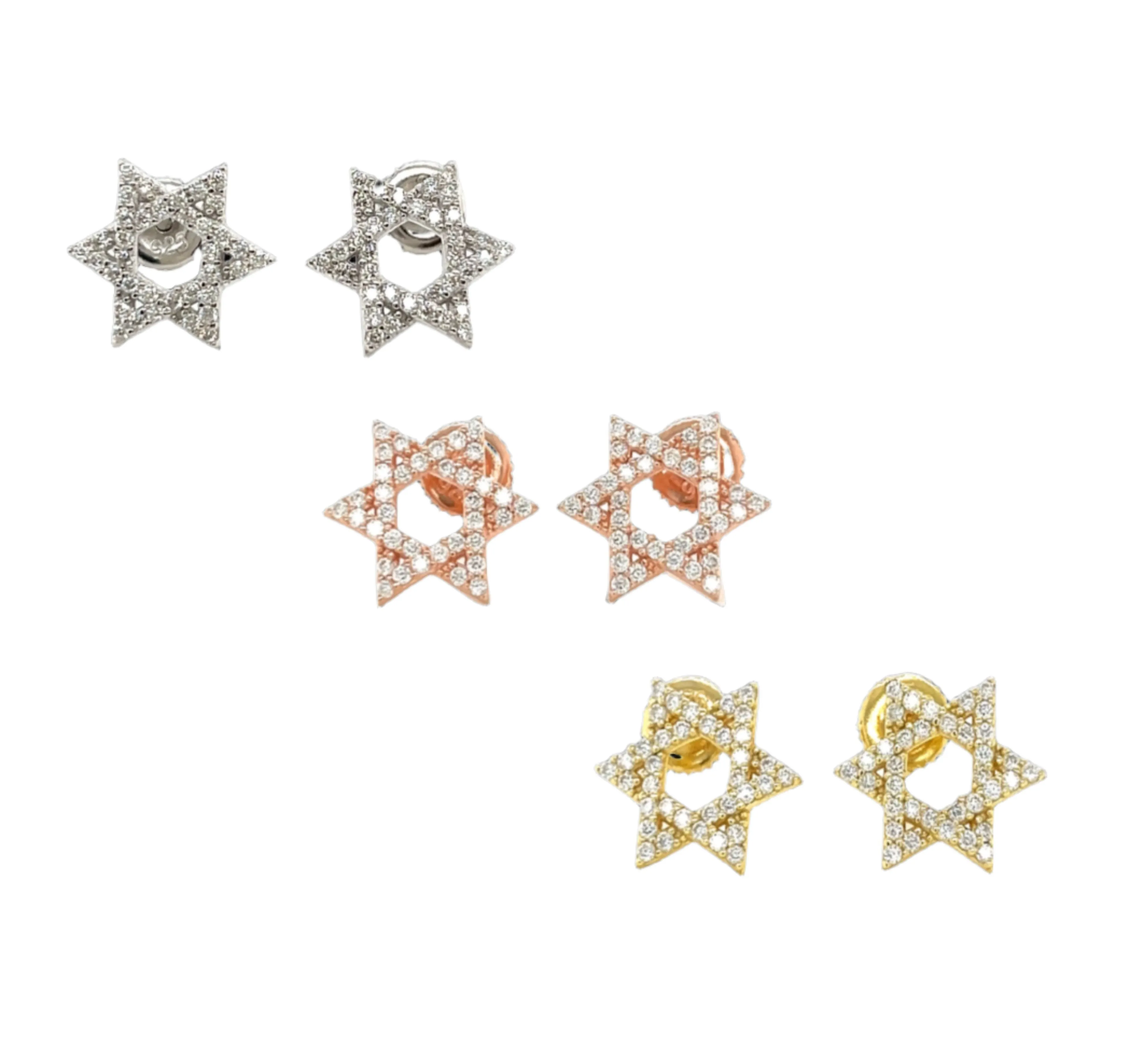 Star of David Earrings with Lab-Created Moissanite - M202189