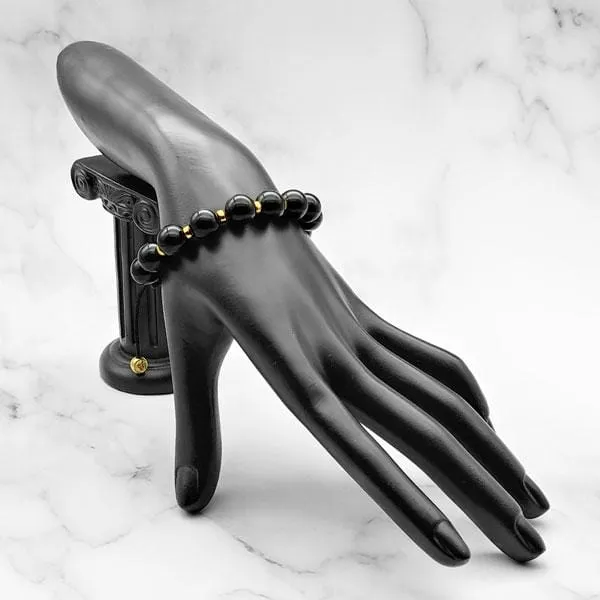 Starry Night | Signature Black Onyx Stone Bracelet in Gold and Silver | 10MM