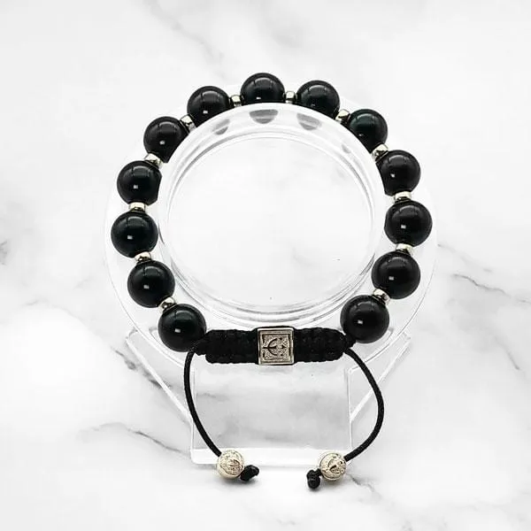 Starry Night | Signature Black Onyx Stone Bracelet in Gold and Silver | 10MM