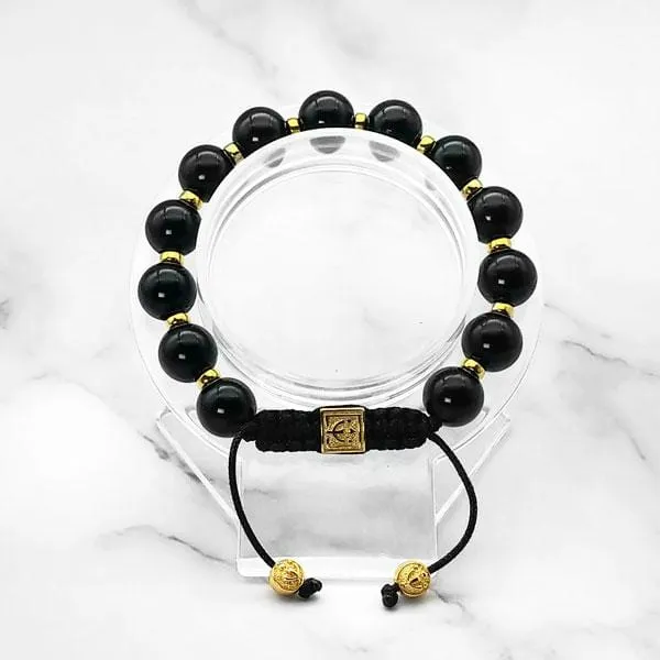 Starry Night | Signature Black Onyx Stone Bracelet in Gold and Silver | 10MM