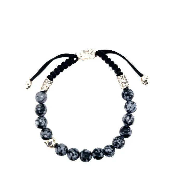 Sterling and Obsidian Skull Bracelet
