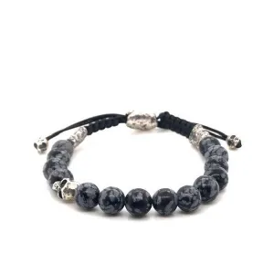 Sterling and Obsidian Skull Bracelet