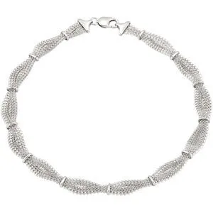Sterling Silver 10.94mm Braided Mesh 7.5" Chain