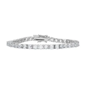 Sterling Silver 4mm Prong-Set Round 8 cttw White Topaz Tennis Bracelet