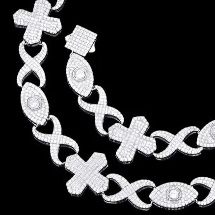 Sterling Silver 925 Moissanite 12mm Infinity Cross Eye Lin Bracelet - M300029